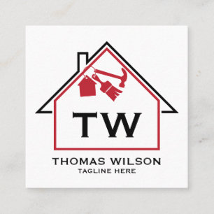 Modern Construction Handyman Carpenter Tools Busin Square Business Card