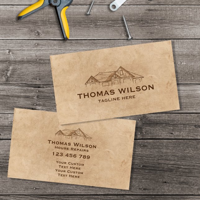 Modern Construction Handyman Carpenter Tools Craft Business Card (Creator Uploaded)