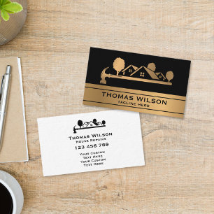 Modern Construction Handyman Carpenter Tools Gold Business Card