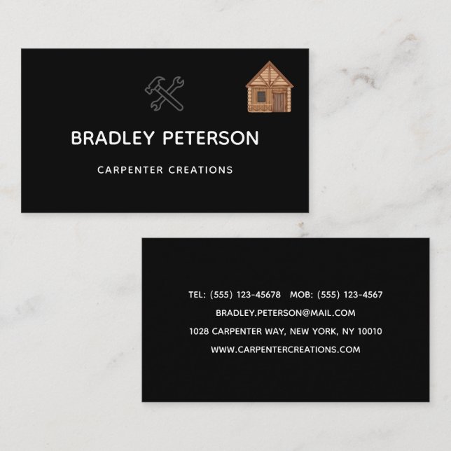 Modern Construction Handyman Carpenter Tools Wood  Business Card (Front/Back)