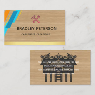 Modern Construction Handyman Carpenter Tools Wood  Business Card