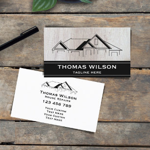 Modern Construction Handyman Carpenter Tools Wood Business Card
