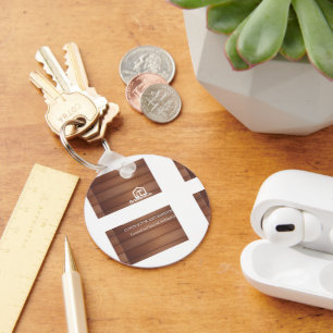 Modern Construction Handyman Carpenter Tools Wood Key Ring