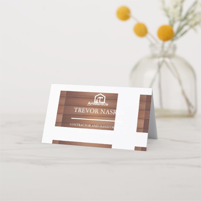 Modern Construction Handyman Carpenter Tools Wood  Loyalty Card (Front)