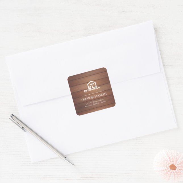 Modern Construction Handyman Carpenter Tools Wood  Square Sticker (Envelope)