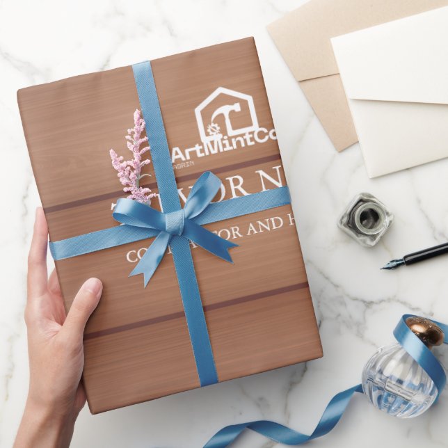 Modern Construction Handyman Carpenter Tools Wood Wrapping Paper (Gifting)