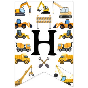 Modern Construction Simple Kid's Birthday Bunting