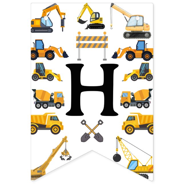 Modern Construction Simple Kid's Birthday Bunting (First Flag)