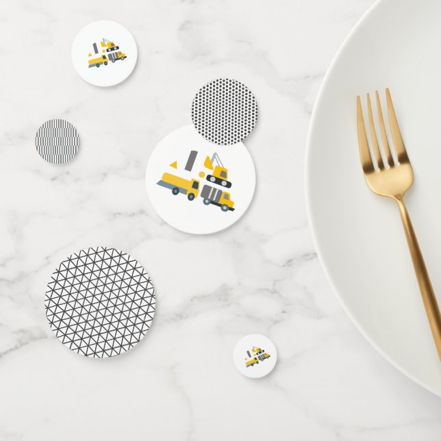 Modern Construction Vehicle Birthday Party Big One Confetti (Group)