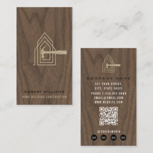 Modern Construction Wood Home Building Lux Business Card