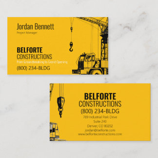 Modern Construction | Yellow & Crane Design Business Card