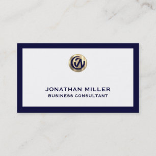 Modern Consultant Business Card Navy Blue Frame
