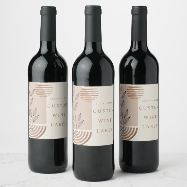 Modern Contemporary Abstract Boho  Wine Label (Bottles)