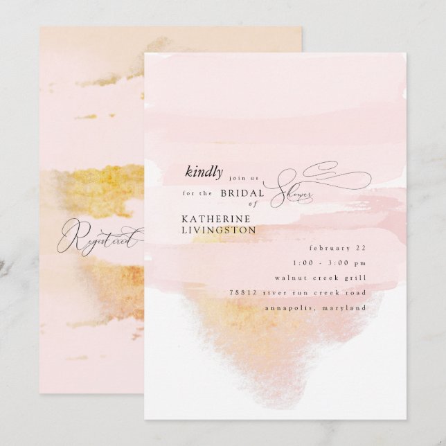 Modern Contemporary Artsy Bridal Shower Invitation (Front/Back)