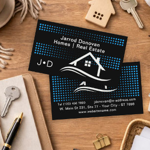 Modern Contemporary Azure Blue White Real Estate  Business Card