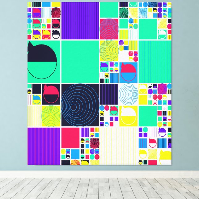 Modern Contemporary Bauhaus Geometric Pattern  Canvas Print (Insitu(Wood Floor))