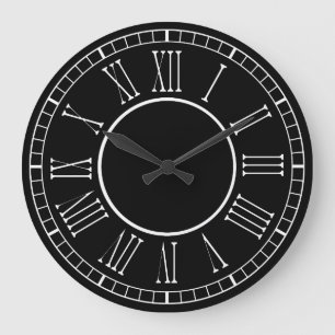 Modern Contemporary Black And White Roman Numbers Large Clock