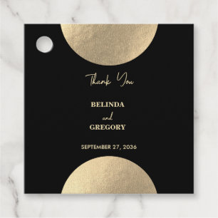 Modern Contemporary Black & Gold Abstract Wedding Favour Tags