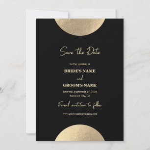 Modern Contemporary Black & Gold Abstract Wedding Save The Date