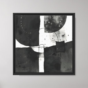Modern Contemporary Black & White Abstract Canvas Print