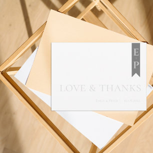 Modern Contemporary Black White Love & Thanks  Thank You Card