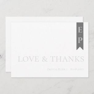 Modern Contemporary Black White Love & Thanks  Thank You Card