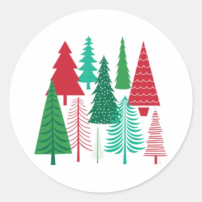 modern contemporary Christmas trees Classic Round Sticker (Front)