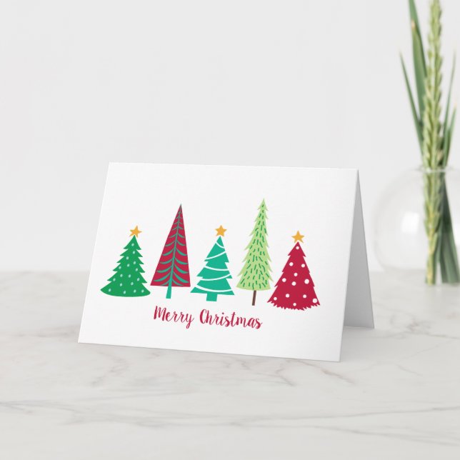 Modern contemporary Christmas trees greeting card (Front)