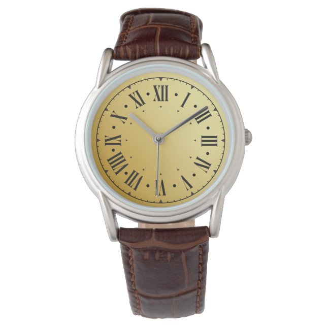 Modern Contemporary  Classic Brown  Leather  Watch (Front)