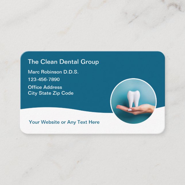 Modern Contemporary Dentist Office Business Cards (Front)