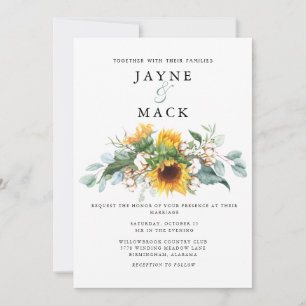 Modern Contemporary Design Sunflower Wedding Invitation