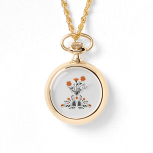Modern Contemporary Floral Gold Watch