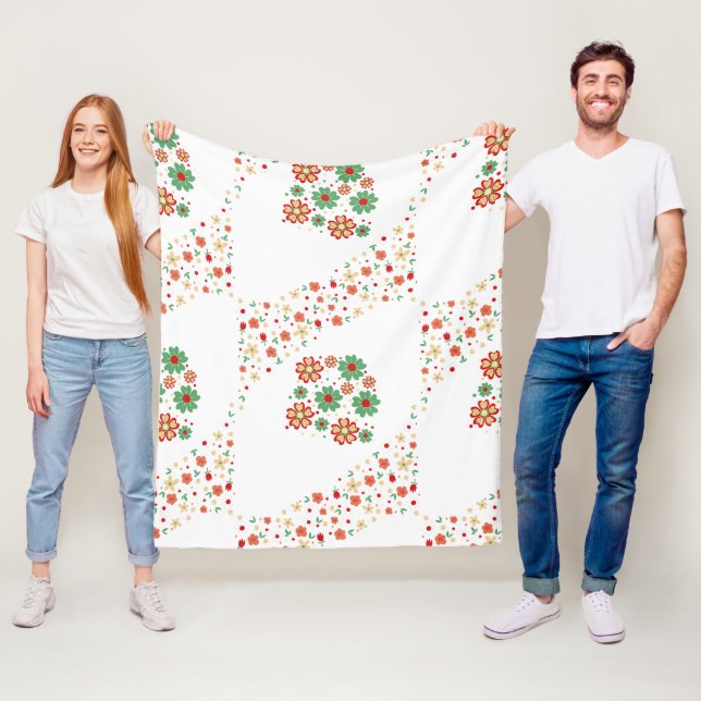 Modern Contemporary Floral Pattern Fleece Blanket (In Situ)