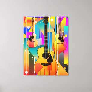 Modern Contemporary Geometric Guitar  Canvas Print