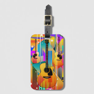 Modern Contemporary Geometric Guitar Luggage Tag
