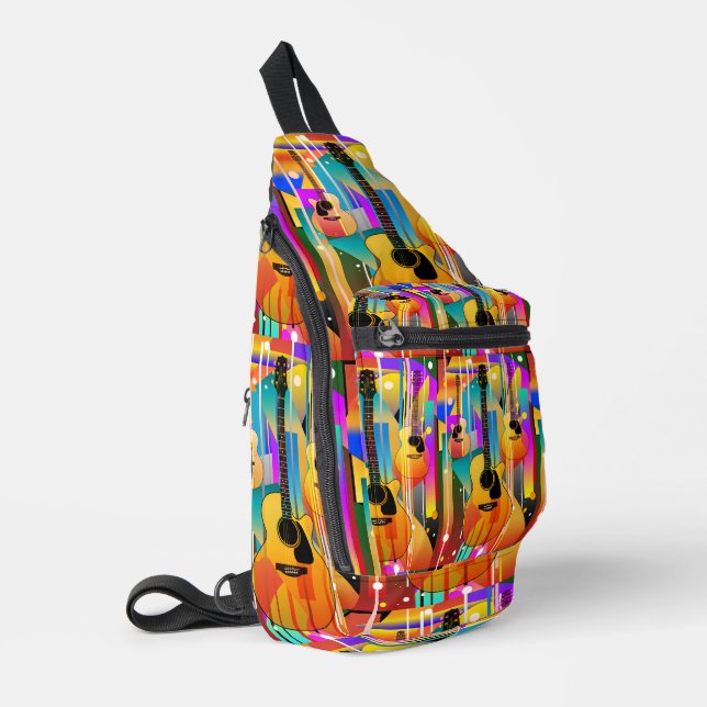 Modern Contemporary Geometric Guitar  Sling Bag (Left Corner)