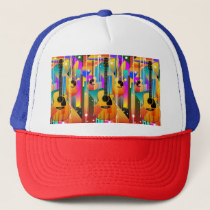 Modern Contemporary Geometric Guitar  Trucker Hat