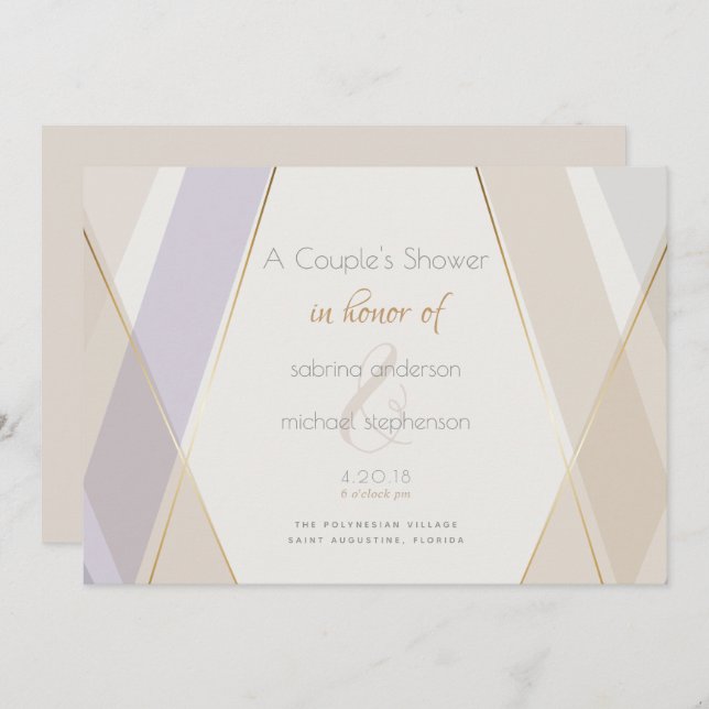 Modern Contemporary Geometric Mushroom Violet Invitation (Front/Back)