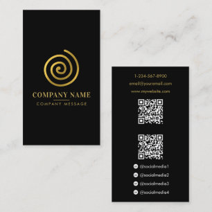 Modern Contemporary Gold Spiral Logo Business Card