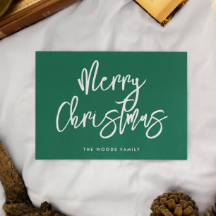 Modern Contemporary Green Merry Christmas Holiday Card
