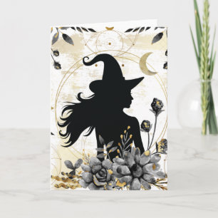 Modern contemporary Halloween witch 3 Card