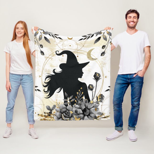Modern contemporary Halloween witch 3 Fleece Blanket (In Situ)