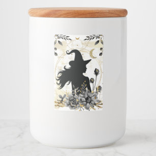 Modern contemporary Halloween witch 3 Food Label