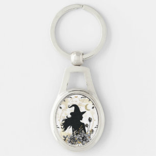 Modern contemporary Halloween witch 3 Key Ring