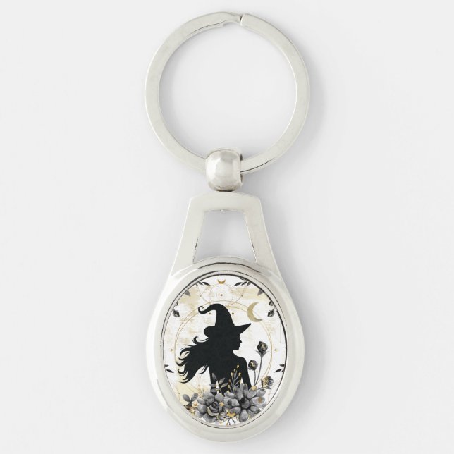 Modern contemporary Halloween witch 3 Key Ring (Front)