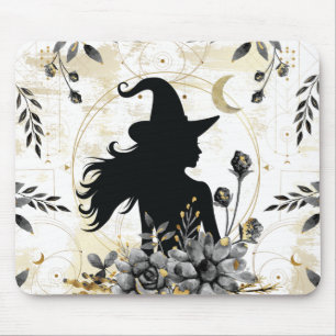 Modern contemporary Halloween witch 3 Mouse Mat