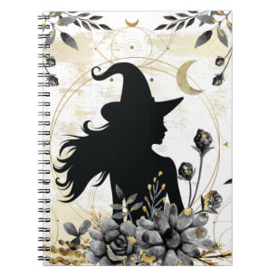 Modern contemporary Halloween witch 3 Notebook