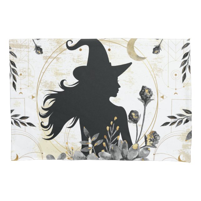 Modern contemporary Halloween witch 3 Pillowcase (Front)