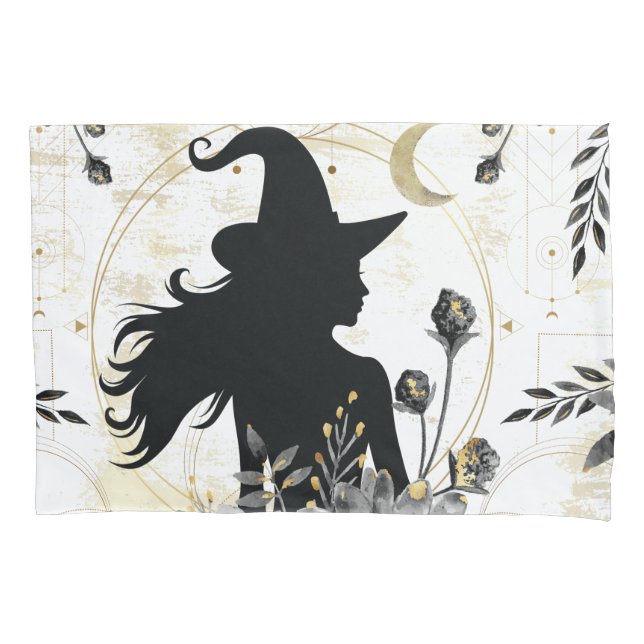 Modern contemporary Halloween witch 3 Pillowcase (Front-Left)