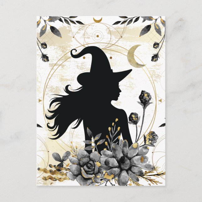 Modern contemporary Halloween witch 3 Postcard (Front)